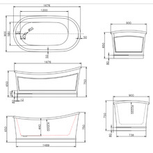 Ritz 1676mm Acrylic Freestanding Bath